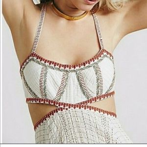 Free People Dress NEW NWT Boho Bohemian Embroidered Linen Summer Dresses Cream